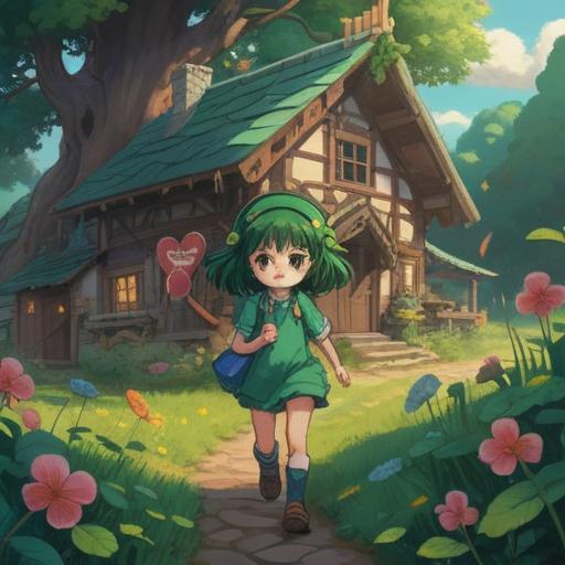 A whimsical illustration of a lucky charm for finding a property, featuring a vibrant four-leaf clover, a small key with a heart-shaped head, and a crystal ball, placed on a desk scattered with real estate brochures, warm sunlight streaming through a window, creating a hopeful and serene ambiance, playful style, bright colors, finely detailed elements, 4k