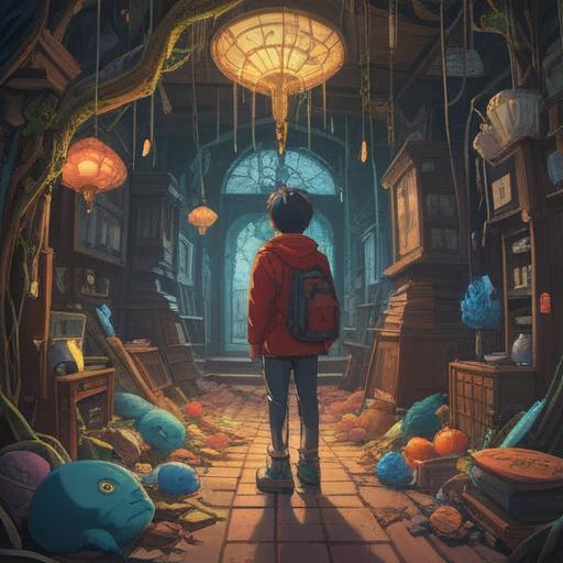 A reflective scene of a person searching for a lost item, surrounded by memories of past experiences, an expression of realization on their face, warm light filtering through trees, symbolic representation of growth and awareness, tranquil atmosphere, emotional depth, soft colors, highlights of personal journey, 4k