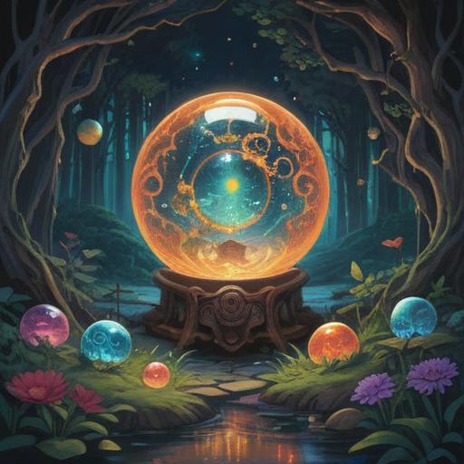A mystical illustration depicting spiritual signs of lost objects, ethereal light orbs, a serene environment with floating shadows, subtle whispers in the air, an ancient tree symbolizing wisdom, a colorful aura surrounding a forgotten item, a gentle reminder of awareness and presence, calming atmosphere, 4k