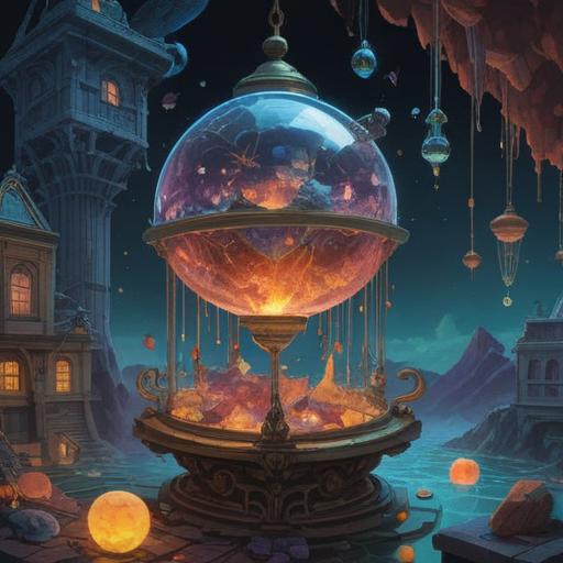 A surreal illustration depicting the spiritual meaning of losing objects or experiencing breakage, floating fragmented items symbolizing memories, ethereal light illuminating the scene, abstract representations of emotions, a dreamlike landscape, soft pastel colors, deep reflections, mystical elements, 4k