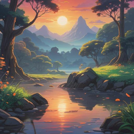 A serene landscape featuring natural elements, gentle flowing water, soft glowing orbs representing energy, vibrant colors symbolizing spiritual signs, peaceful atmosphere, subtle connection to nature, harmonious balance, inviting presence, 4k