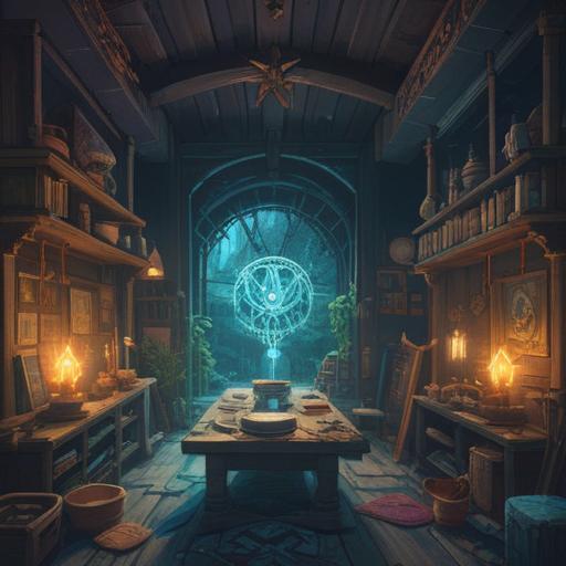 A mystical scene depicting spiritual signs when encountering objects, ethereal glowing symbols around various items, vibrant energy flows, a serene atmosphere, a person observing intently, surrounded by nature, gentle light filtering through trees, rich colors, symbolic representations, 4k