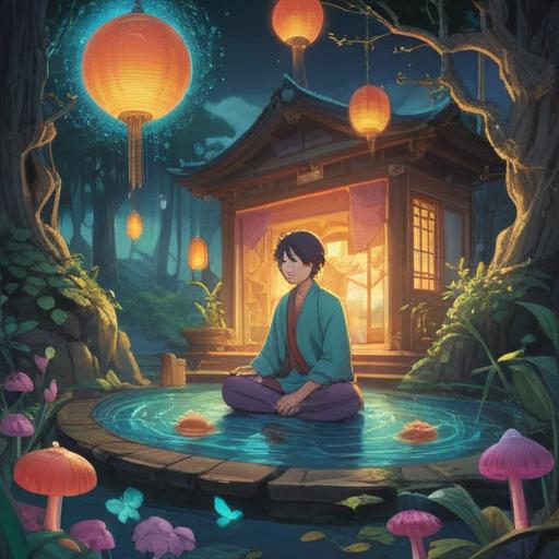 A serene illustration depicting the desire for material possessions as a spiritual journey, a person meditating surrounded by floating, ethereal objects representing wishes, vibrant colors symbolizing hope and aspiration, a background of soft clouds and gentle light, an atmosphere of tranquility and yearning, intricate details in the objects representing various desires, harmonious composition, 4k