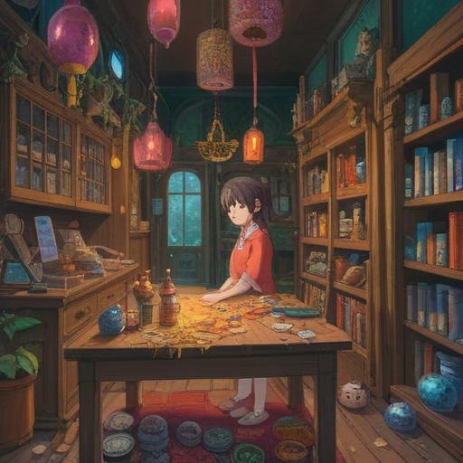 A whimsical illustration capturing the essence of finding a lucky item after losing something, vibrant colors, a serene setting with hidden treasures, elements symbolizing hope and fortune, a character discovering a glowing lucky charm amidst scattered belongings, enchanted atmosphere, joyful expression, intricate details, 4k