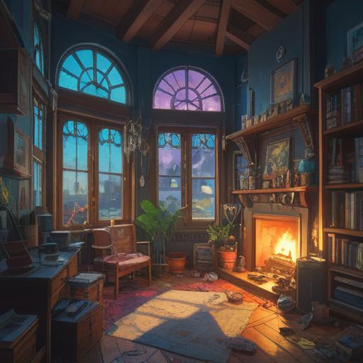An illustration of a cluttered home filled with various objects, ethereal light shining through the windows, spiritual symbols subtly glowing among the clutter, a sense of unease lingering in the air, hints of a mysterious presence, intricate details showcasing the disarray, a comforting yet eerie atmosphere, depicting a spiritual message, 4k