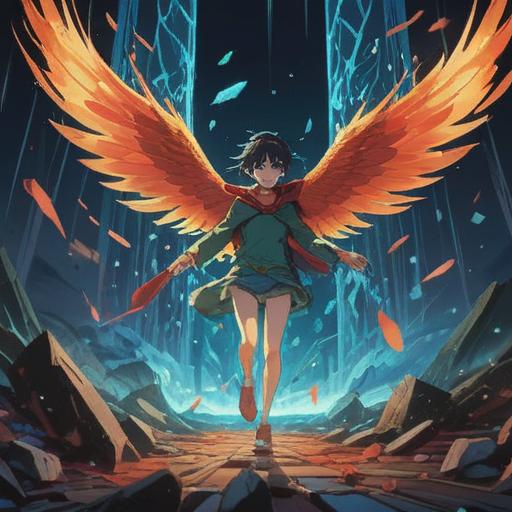 A spiritual lucky action capturing the moment an object breaks, shards flying in dynamic motion, ethereal light surrounding the fragments, a sense of transformation and rebirth, symbolic elements representing fortune and change, mystical atmosphere, vivid colors, detailed depiction of breaking object, 4k