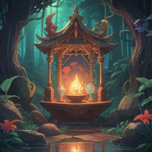 A mystical scene depicting objects moving on their own, soft ethereal light, a tranquil atmosphere, symbols of spirituality and positivity, gentle swirls of energy around the objects, a serene environment filled with nature, vibrant colors, a sense of connection to the universe, 4k