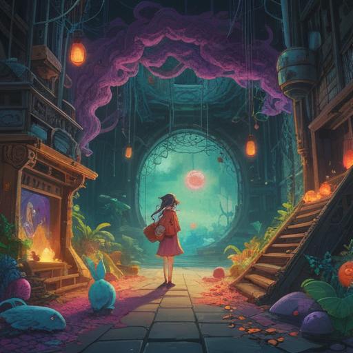 An illustrated scene depicting a person surrounded by various moving objects, ethereal whispers emanating from them, vibrant colors, sensitivity to motion, symbolic representations of messages, mystical light illuminating the setting, thoughtful expression on the person's face, fantastical elements, captivating atmosphere, detailed surroundings, 4k