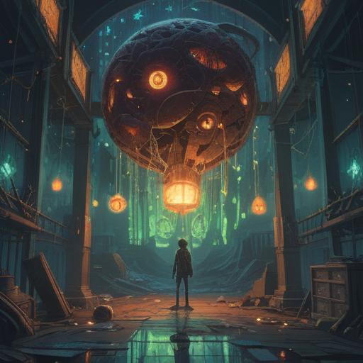 A surreal illustration depicting a broken object, surrounded by ethereal lights and mystical symbols, a sense of urgency in the atmosphere, subtle hints of spiritual guidance, an otherworldly presence, soft glows emanating from the cracks, vibrant colors, detailed textures, 4k