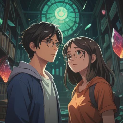 A surreal illustration depicting a broken pair of glasses, radiant light emanating from the shards, ethereal symbols floating around, a serene expression on a face, surrounded by a mystical landscape, soft pastel colors, spiritual energy radiating, a sense of enlightenment, 4k