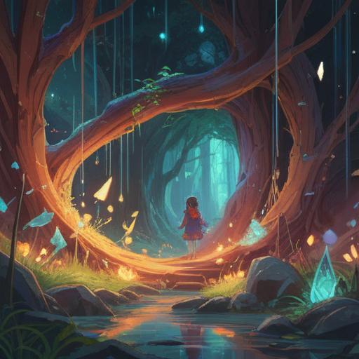 A spiritually uplifting scene depicting broken objects transforming into ethereal light, symbolic shards reflecting positive energy, serene atmosphere, gentle glow surrounding the broken pieces, nature intertwined with fragments, vibrant colors representing spiritual awakening, whimsical and magical feel, harmonious balance between destruction and renewal, 4k