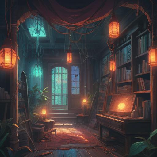 A mysterious and ethereal scene, soft glowing lights, swirling mist, symbols of spiritual warning, shadows representing lost objects, a wise figure observing, a sense of urgency, deep colors, serene yet unsettling atmosphere, dreamlike quality, 4k