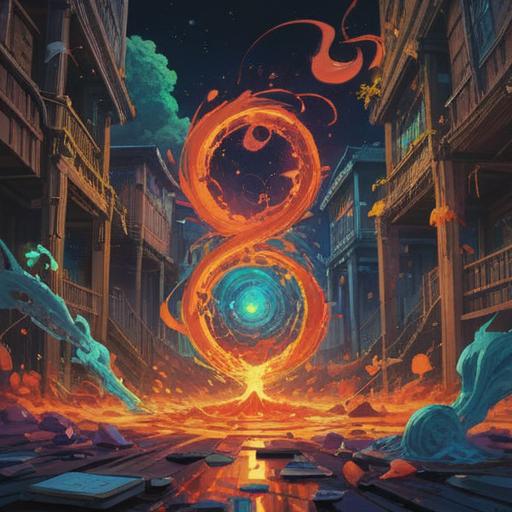 A symbolic representation of objects falling, depicting the spiritual significance behind this phenomenon, vibrant colors, elements of chaos and harmony, visualization of energy disruption, ethereal atmosphere, abstract shapes representing emotions, intricate details showing interconnectedness, thought-provoking imagery, 4k