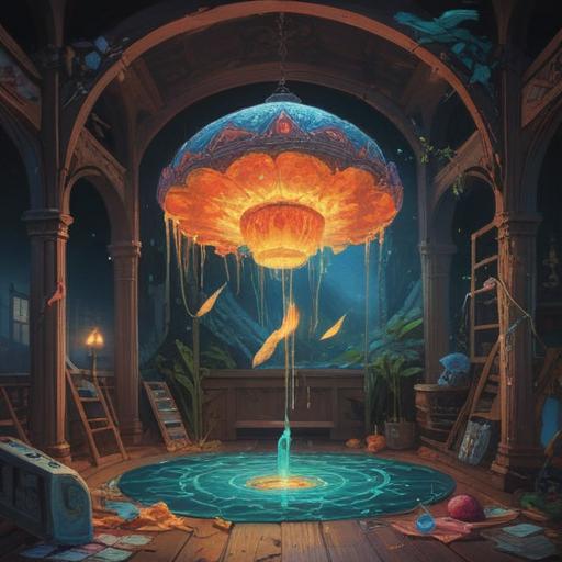 A symbolic representation of objects falling, indicating spiritual signs to pay attention to, ethereal atmosphere, subtle glow surrounding fallen items, intricate details showcasing various objects, a sense of caution and awareness, mystical elements in the background, harmonious color palette, 4k