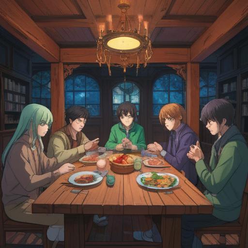 A harmonious scene depicting a diverse group of people collaborating around a large table, engaging in discussion, sharing ideas, vibrant colors, dynamic expressions, a mix of cultural elements, cozy and inviting atmosphere, clear visual representation of teamwork and unity, 4k