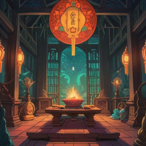 Cleaning a Buddhist altar, spiritual significance of ritual, serene atmosphere, gentle light filtering through, respectful and meditative mood, symbol of purification, connection to ancestors, detailed altar decorations, elements of tradition, harmonious environment, 4k