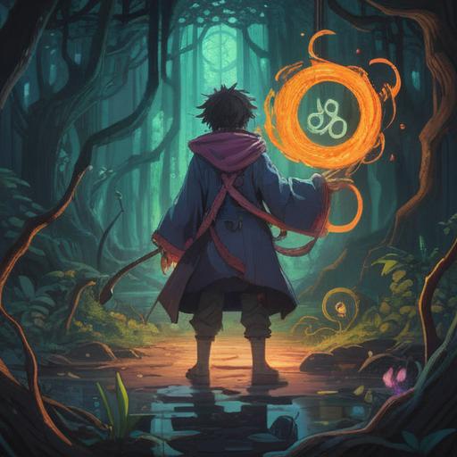 A mystical illustration depicting a person encountering a manipulative figure, subtle and dark energy surrounding the manipulative figure, glowing symbols representing spiritual warning signs in the environment, contrasting light illuminating the person in caution, ethereal atmosphere, 4k