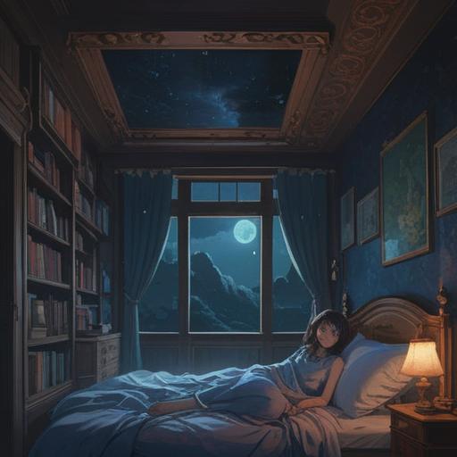 A serene and introspective scene depicting a person lying awake in bed, a dark room illuminated by moonlight, ethereal wisps of energy surrounding them, symbolic representations of spiritual signs like glowing orbs and gentle whispers, an atmosphere of contemplation and inner conflict, elements of peace and disturbance intertwined, 4k
