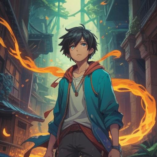 A mystical illustration depicting a character in torn clothing, ethereal light surrounding them, symbols of spiritual awakening in the background, vibrant colors representing positivity, a serene facial expression showing enlightenment, elements of nature like flowers and butterflies symbolizing transformation, dreamlike atmosphere, high detail, 4k