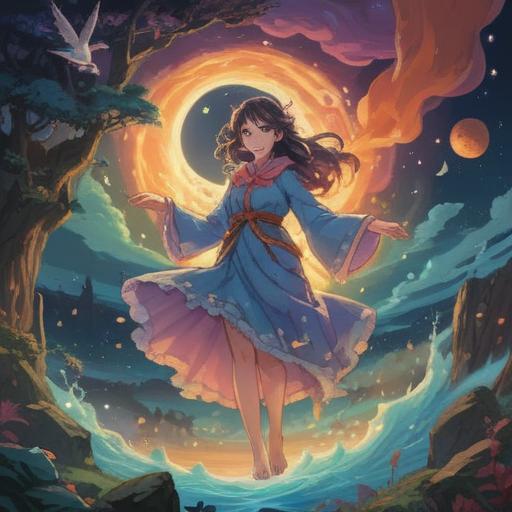 A spiritual illustration representing the desire to let go of clothes, symbolic imagery of shedding layers, ethereal atmosphere, floating garments in the air, serene expression on a person's face, sense of freedom and liberation, nature elements surrounding the figure, soft light illuminating the scene, vibrant colors representing transformation, 4k