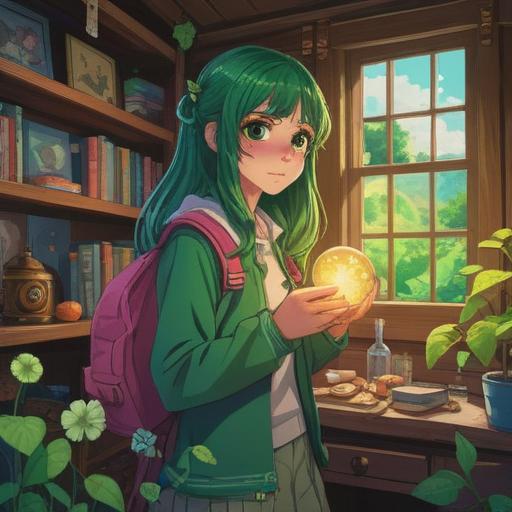 A whimsical illustration of a young adult exploring their changing fashion preferences, surrounded by various lucky items like a four-leaf clover, a lucky cat, and colorful gemstones, vibrant and eclectic clothing styles, a lively urban setting, reflective of personal growth and transformation, bright colors, engaging composition, 4k