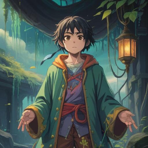 A mystical scene depicting a person wearing clothes with holes, ethereal light emanating from the openings, symbolic connection to spiritual growth and transformation, serene expression on the person's face, surrounded by floating orbs of energy, nature backdrop with soft pastel colors, harmonious and tranquil atmosphere, 4k