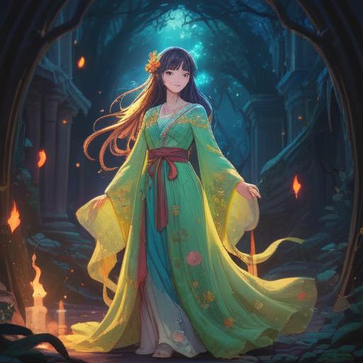 A mystical scene depicting a garment with holes filled with radiant light, symbolizing spiritual growth and transformation, ethereal atmosphere, gentle breezes rustling through the fabric, vibrant colors illuminating the surroundings, guardian spirits softly emerging from the holes, conveying positive energy and wisdom, serene nature backdrop, harmonious and peaceful feeling, intricate details, 4k