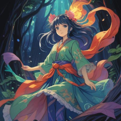 A spiritual representation of the desire for new clothes, ethereal aura, vibrant clothing floating around, characters expressing longing and joy, colorful fabric textures, dreamlike atmosphere, intertwining emotions, abstract background, 4k