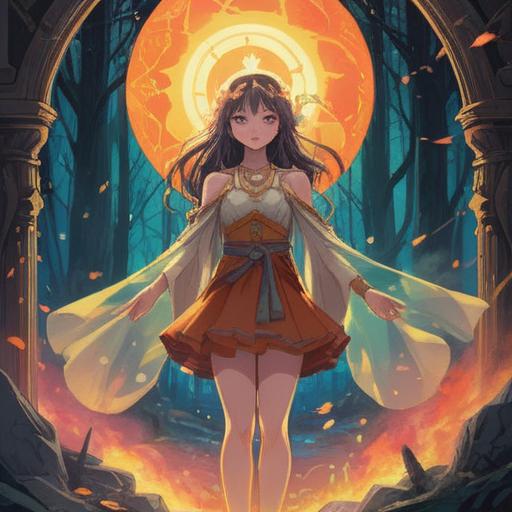 A spiritual illustration depicting a person wearing mismatched clothes, symbolic halos or auras around the outfit, ethereal light shining down, surrounded by mystical symbols, a serene environment with soft pastel colors, conveying a sense of awareness and caution, 4k