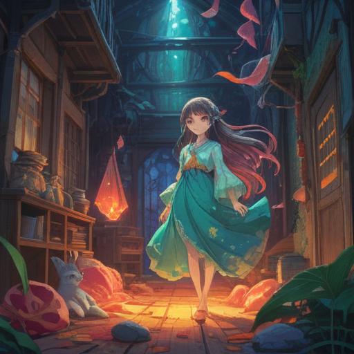 A spiritually uplifting scene depicting the moment of discovering a garment turned inside out, vibrant colors, ethereal glow, symbols of positivity surrounding the clothing, peaceful atmosphere, gentle breeze, nature elements like flowers and light, conveying a sense of enlightenment and good fortune, 4k