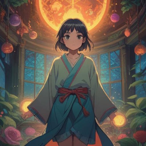 A serene and mystical scene, showcasing a person wearing their clothes backwards, ethereal light surrounding them, symbols of positive energy in the background, a feeling of enlightenment and transformation, vibrant colors, harmonious nature, spiritual awakening, soft focus on the individual, 4k