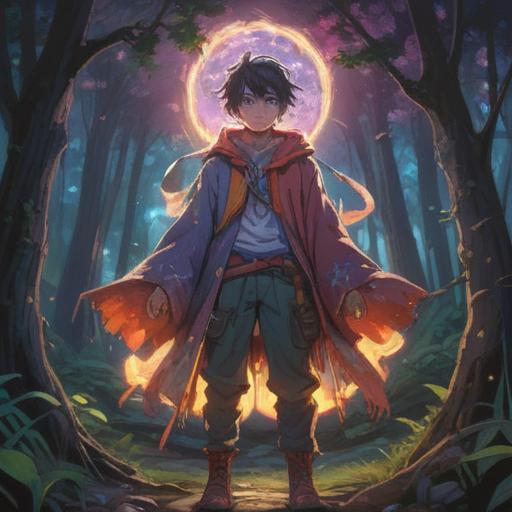 A surreal and ethereal illustration, featuring a figure standing amidst torn clothing, glowing with radiant light, surrounded by nature's elements, symbolizing transformation and rebirth, soft tendrils of energy emanating from the garment pieces, bright colors, uplifting atmosphere, spiritual symbolism, 4k