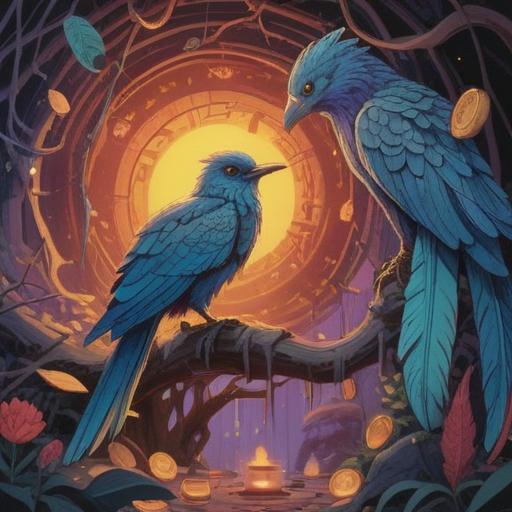 A mystical scene depicting spiritual signs for reconnecting, ethereal light illuminating the surroundings, symbols like feathers and coins representing communication, a serene setting with gentle nature, people gazing at the sky, emotional expressions of hope, tranquil atmosphere, harmonious colors, inviting energy, 4k