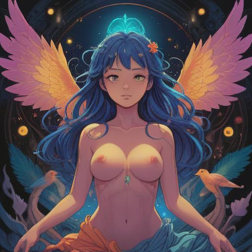 A serene and mystical illustration capturing the essence of spiritual signs related to side breasts, ethereal glow surrounding the figure, symbolic elements representing positive energy, tranquil nature backdrop, harmonious colors, inviting atmosphere, emphasis on femininity and empowerment, 4k