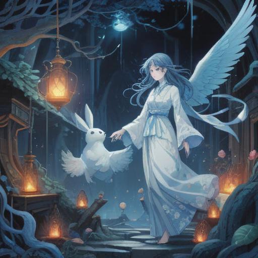 A serene and mystical illustration depicting the spiritual meaning of catching a cold, ethereal figures representing health and illness, soft blue and white hues symbolizing coldness and clarity, a tranquil landscape with gentle winds and flowing energy, abstract representations of body and spirit connection, 4k