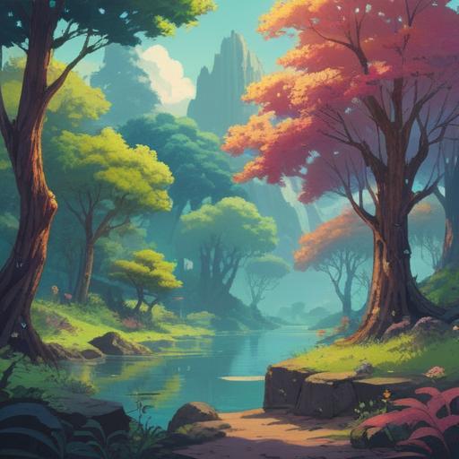 A serene landscape with gently swaying trees, no wind present, ethereal light flowing through the leaves, a peaceful atmosphere, symbolic representations of spiritual signs, subtle energy emanating, nature's tranquility, soft earth tones, harmonious composition, 4k