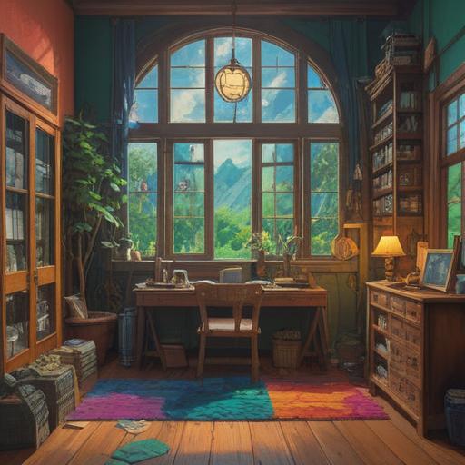 A beautifully organized room, light filtering through a window, subtle details that hint at spiritual presence, symbols of protection and intuition, soft glowing orbs, gentle shadows, inviting atmosphere, an aura of calm, serene color palette, 4k