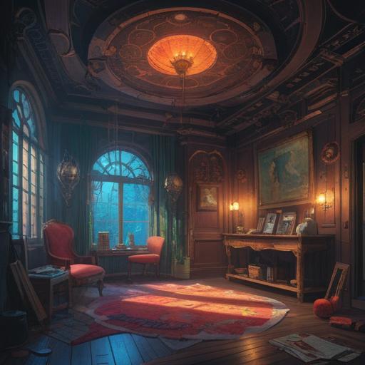 A mysterious room number, hidden spiritual signs, ethereal aura, illuminated symbols, vibrant colors, mystical atmosphere, intriguing details, contrasting shadows, thought-provoking composition, surreal elements