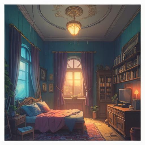 A cozy room filled with soft, ambient light, subtle hints of spiritual energy, a calm atmosphere, gentle swirling mist, inviting textures, signs of positive spiritual presence, hints of nature peeking through windows, reflective surfaces, serene decor, a sense of peace and tranquility, 4k