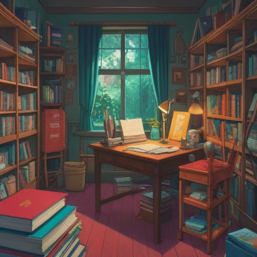 A collection of various objects neatly organized, a visually appealing arrangement of colorful stationery items, books and notes, a calm workspace environment, warm lighting creating an inviting atmosphere, inspiring productivity, 4k