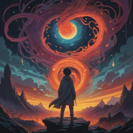 A contemplative scene depicting a person surrounded by dark swirling energies, symbols of negative thought patterns in the background, a faint glow of positive light emerging, visual representations of spiritual signs like feathers and synchronicities, an atmosphere of introspection and awareness, 4k