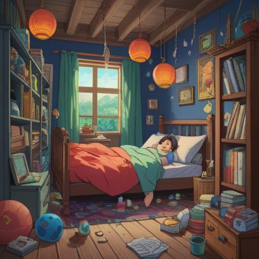 A whimsical and colorful illustration depicting a dreamlike scene of a person waking up with a surprised expression, surrounded by lucky items like four-leaf clovers, horseshoes, and a lucky cat, soft pastel colors, ethereal glowing light, dreamy atmosphere, a mix of surreal and realistic elements, emphasizing the concept of luck and the aftermath of a dream, 4k