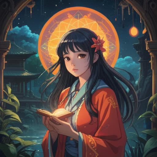 A mystical illustration depicting spiritual signs of infidelity, ethereal symbols in a dreamlike setting, a person gazing thoughtfully at glowing omens, a serene landscape emphasizing intuition and awareness, soft light illuminating hidden truths, symbolic elements representing love and betrayal, vivid colors for emotional contrast, 4k