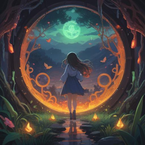 A mysterious and ethereal scene capturing spiritual signs after infidelity, glowing symbols in the air, a figure reflecting on heartbreak, soft light filtering through trees, an aura of wisdom and caution, hints of cosmic energy, deep emotional expression, vivid colors, 4k