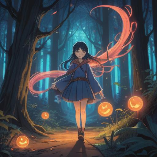 A mysterious figure emitting a gentle aura, surrounded by glowing symbols and ethereal wisps, a calm forest setting at twilight, softly illuminated by moonlight, showing a serene expression, embodying spiritual guidance and protection, a sense of tranquility amidst the eerie atmosphere, 4k