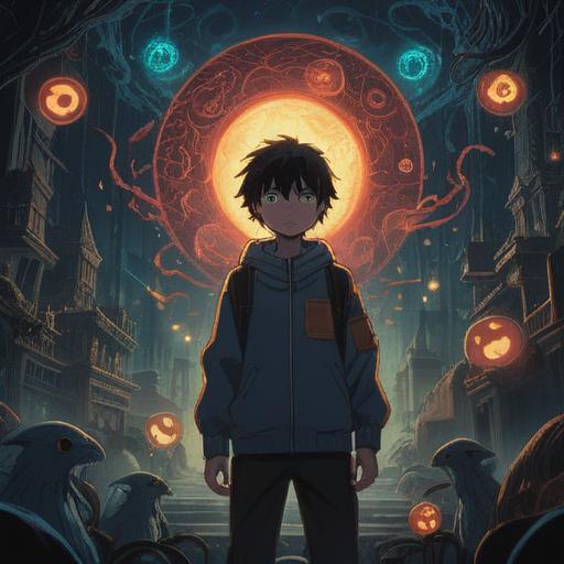 A surreal illustration depicting a person surrounded by shadowy figures, glowing eyes in the darkness, ethereal symbols in the air, a sense of unease and caution, mystical energy swirling around, spiritual signs manifesting as glowing orbs, an eerie forest setting, twilight ambiance, detailed character expression of fear and awareness, 4k