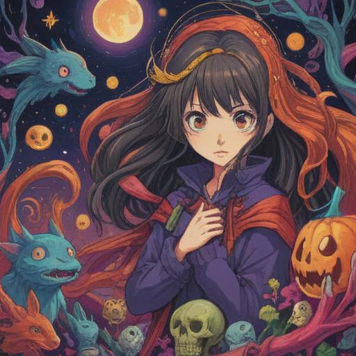 A vibrant illustration of a person embracing their fears, transforming spooky spiritual elements into joyful symbols, surrounded by colorful energy, whimsical creatures, bright and cheerful atmosphere, radiant light, inspirational scene, 4k