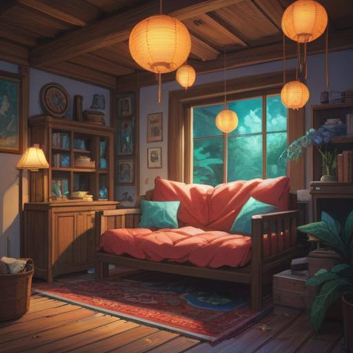 A captivating illustration depicting the spiritual signs to be aware of when disposing of a futon, serene ambiance, ethereal light surrounding the futon, symbolism of transformation, subtle hints of energy flow, nature elements like floating leaves and gentle wind, soothing color palette, mystical atmosphere, 4k