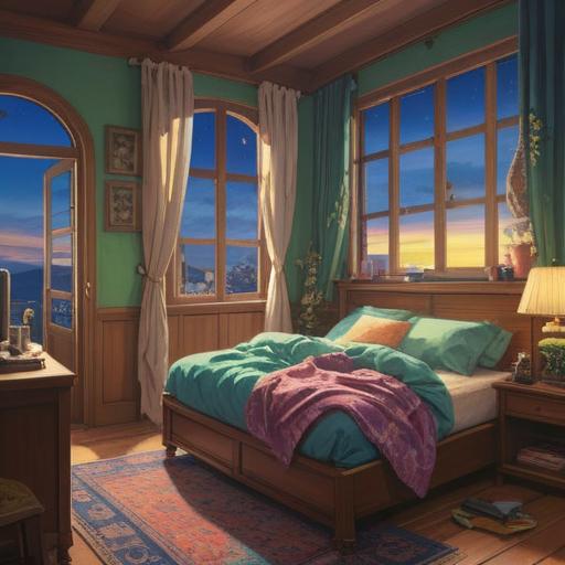 A serene illustration of a couple peacefully sleeping in separate bedrooms, soft light filtering through the windows, gentle aura surrounding each room, harmonious colors, symbols of personal growth and independence, subtle hints of spiritual energy, a sense of empowerment and renewal, inviting atmosphere, warm and cozy decor, 4k