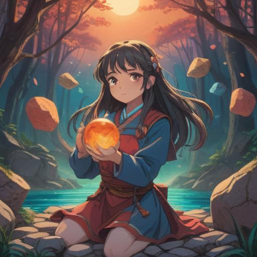 A mystical scene depicting a woman holding a lucky stone, reflecting her emotions, subtle tension in the air, contrasting colors between the stone and her environment, symbolic representation of marital discord, ethereal lighting casting soft shadows, detailed textures on the stone, serene yet poignant atmosphere, capturing the essence of hope amidst uncertainty, 4k